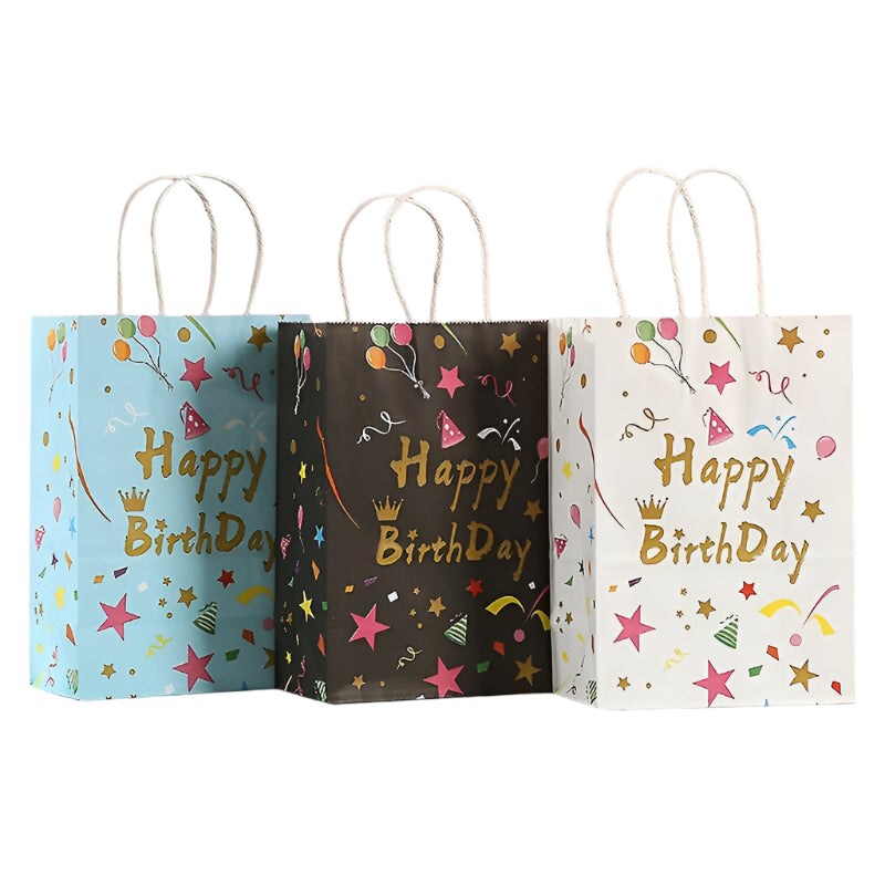 Happy Birthday Gift Bag with Handle Pack of 6