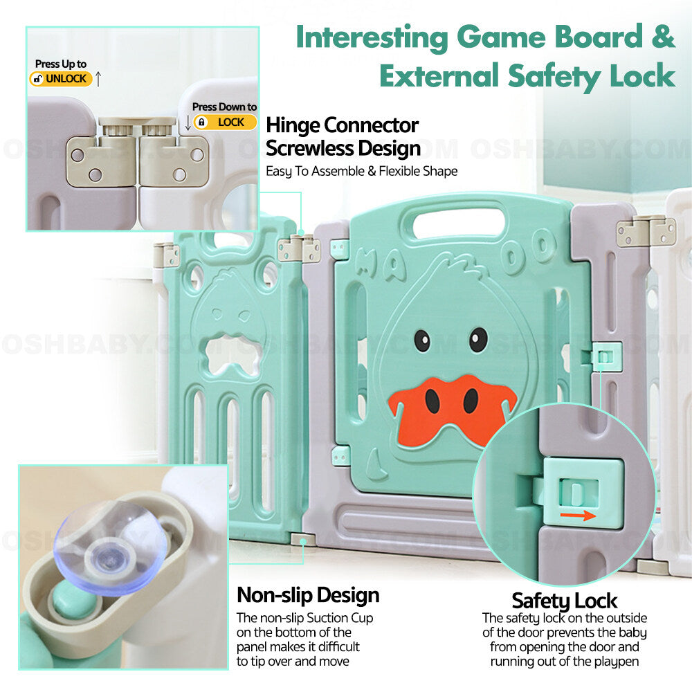 MKids 16+2 Panel Baby Playyard Playpen – Foldable Kids Safety Fence