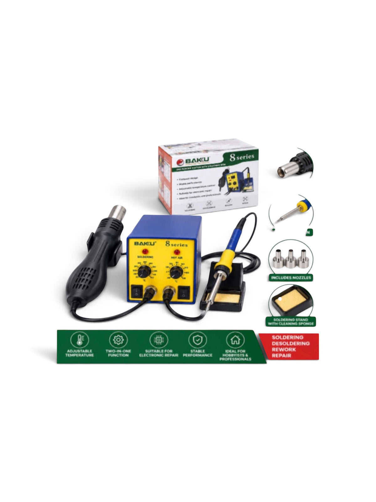 BAKU 2-1 Hot Air Gun & Soldering Iron