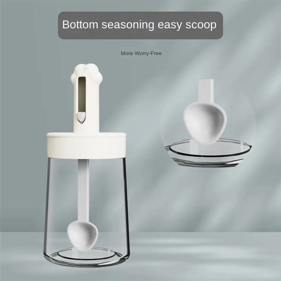 Retractable Spice Jar With Airtight Spoon Lid Seasoning Container GREY