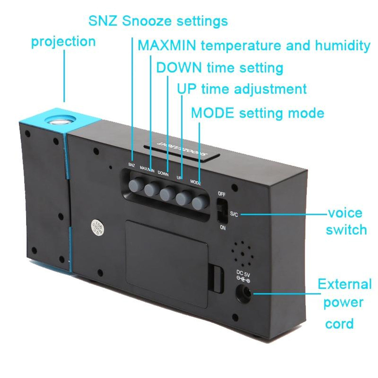 Electronic Colour Screen Weather Clock Weather Forecast Projection Clock Rotatable Digital Clock With USB Cable