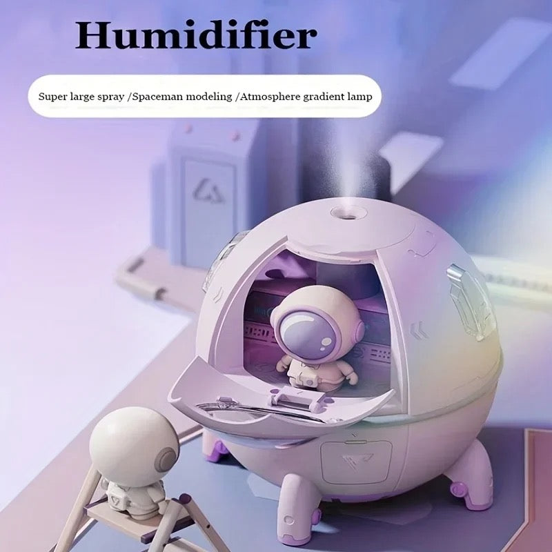 Rechargeable Space Capsule Air Humidifier, USB Ultrasonic Cool Mist Aromatherapy Water Diffuser with Led Light Astronaut 220ml