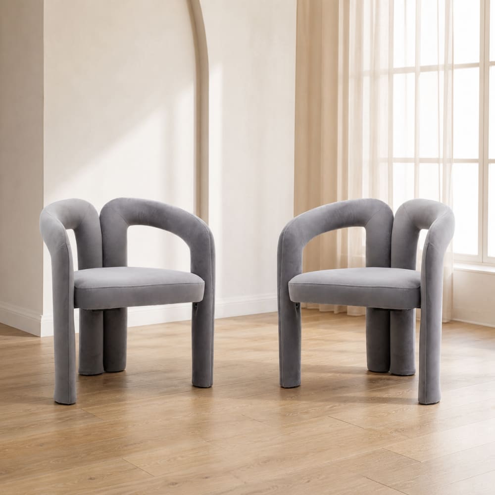 MFURN Modern Velvet Dining Chair Funky Barrel Accent Chairs, Upholstered Armchair Comfy Side Chair for Kitchen Living Room Dining Room-Various Colours
