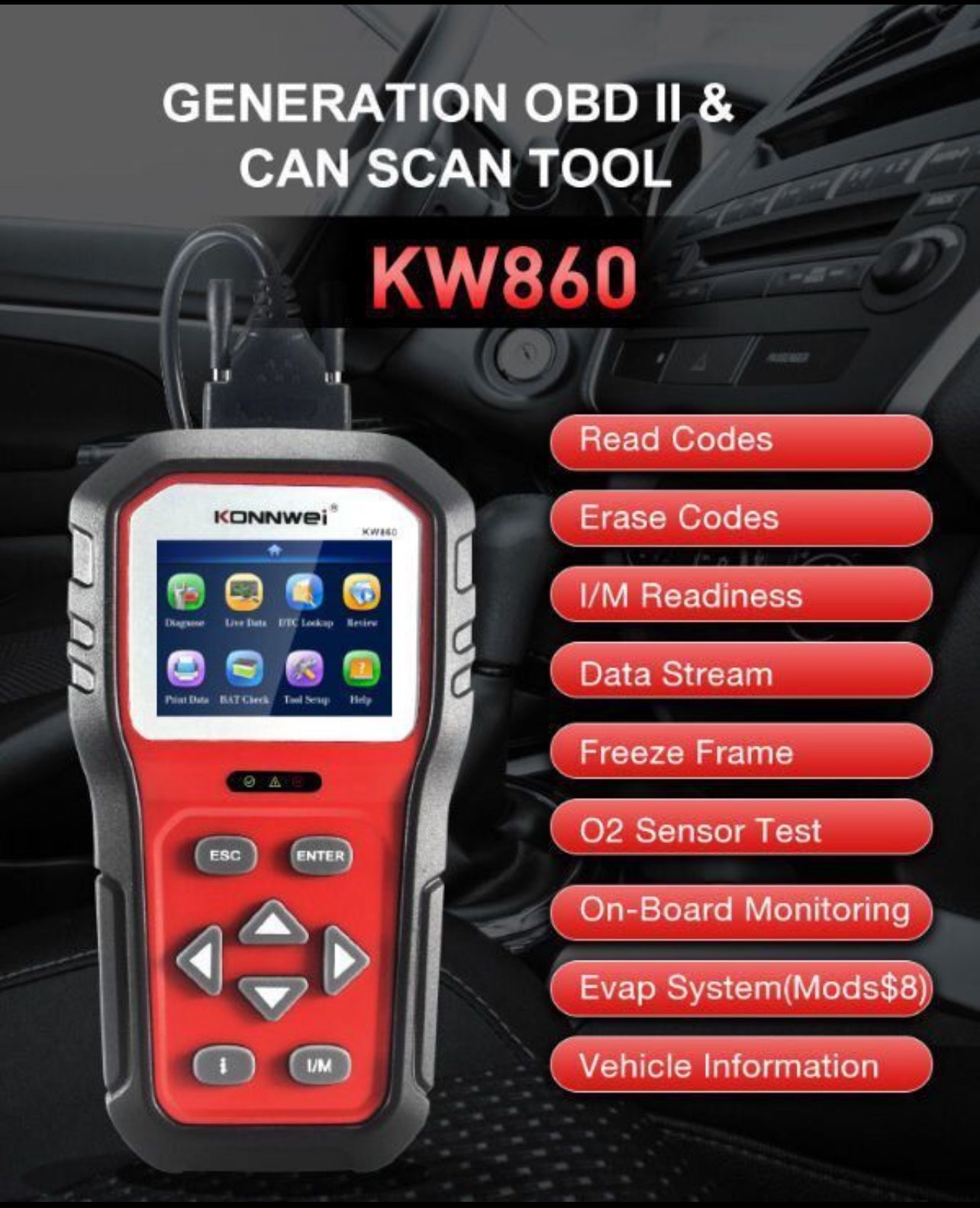 Konnwei Model KW860 Car Diagnostic Scan Tool
