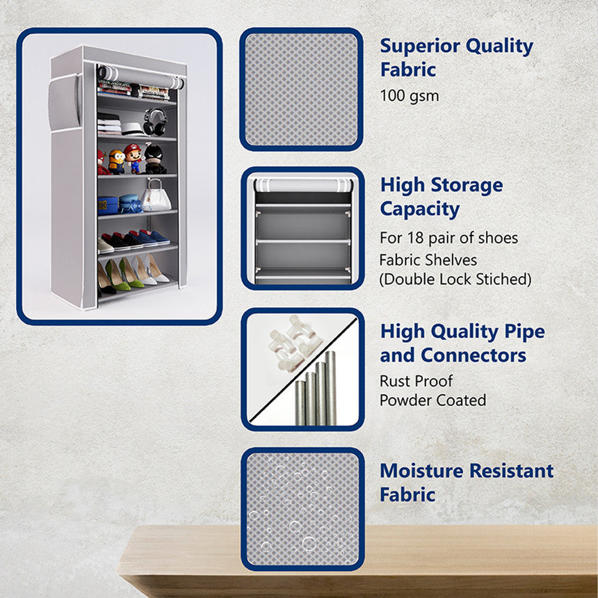 MHome 6-Layer Shoe Rack – Dustproof Organizer with Wide Shelves