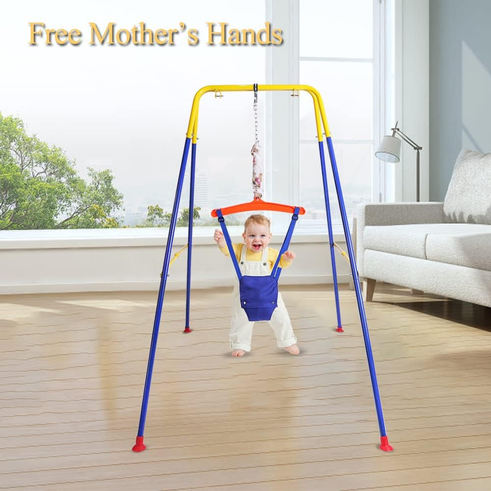 Kid Toddler Swing Seat with Stand Folding Frame – Megamall Online