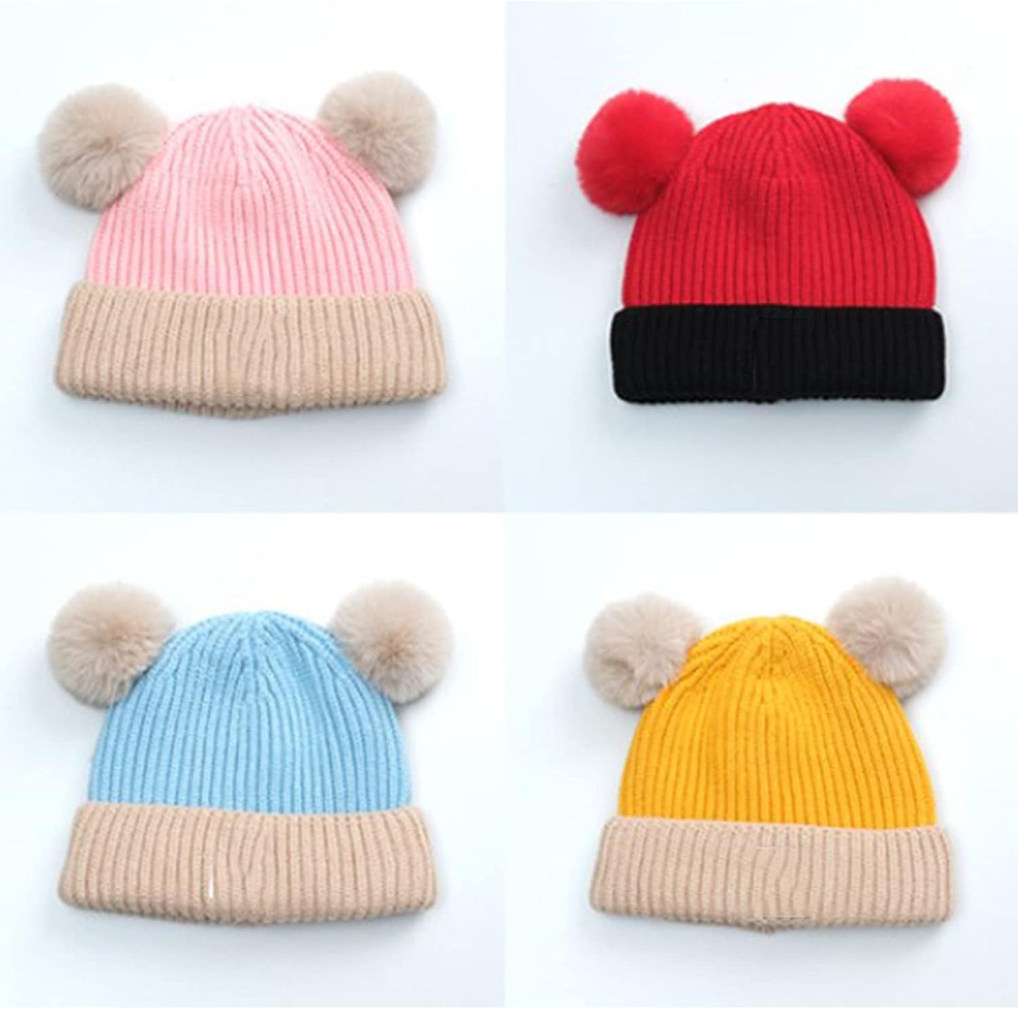 Baby Toddler Warm Fluffy Beanie Hat & Scarf Set – Winter Woolen Cap for Boys & Girls