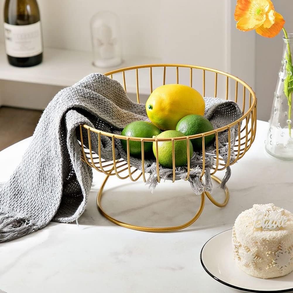 MHOME Metal Fruit Bowl Wrought Iron Basket Modern Kitchen Storage