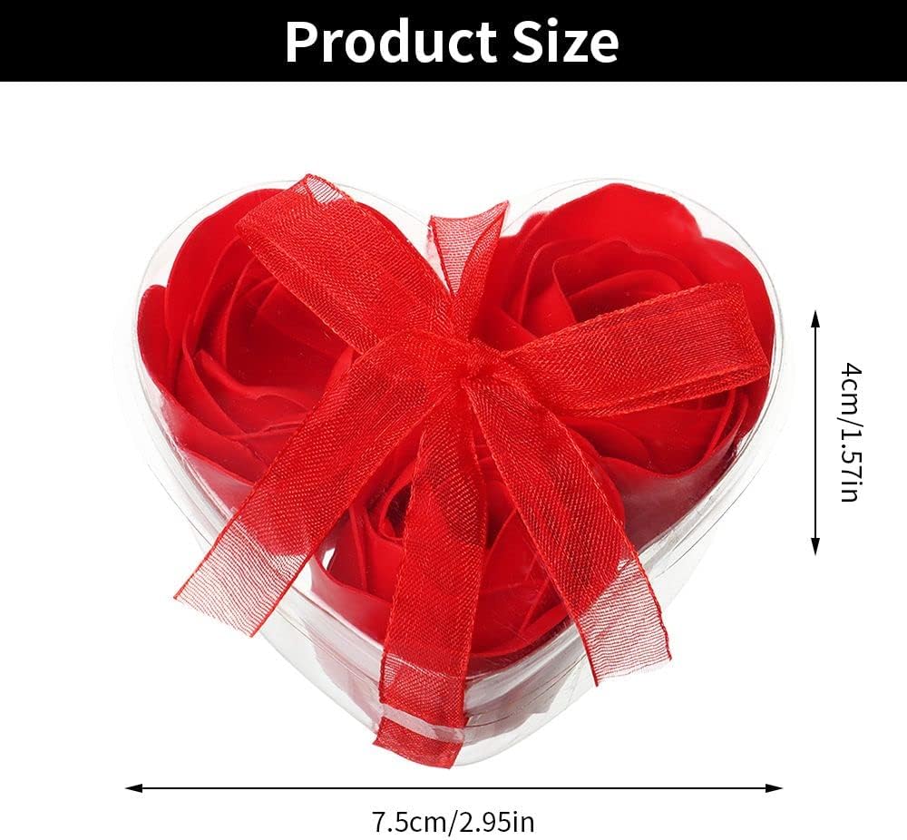 3-Piece Rose Soap Flower Heart-Shaped Gift Box