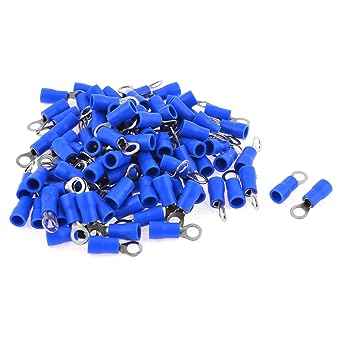 Blue PVC Insulating Sleeve Ring Terminals Cable Lug RV2-6