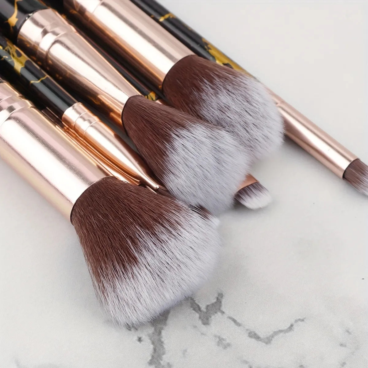 8pcs Marble Makeup Brush Set With Iron Storage Box, Portable Soft Hair Makeup Brush Set Powder Brush Contour Brush Eyeshadow Brush Highlighter Brush Eyebrow Brush Beauty Makeup Tool