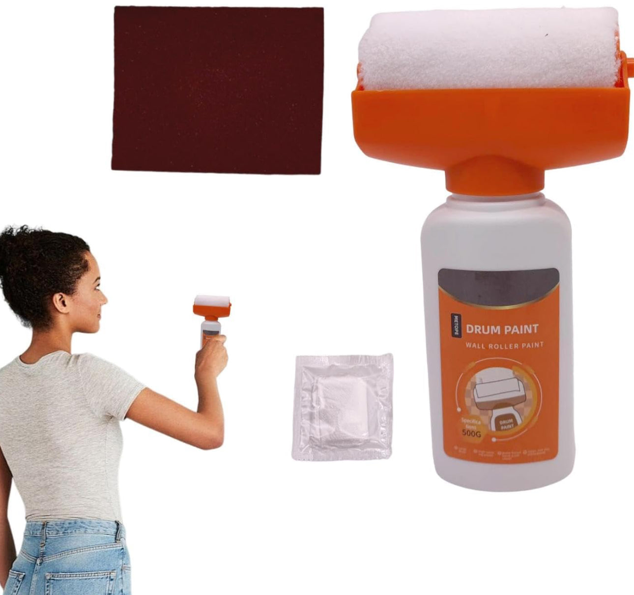 Wall Repair Rolling Brush,Roller Brush Wall Repair - Drywall Repair Paint,Eco-Friendly Latex Portable Instant Dry Waterproof Wall Paint Roller for Fast Repair,Renovation