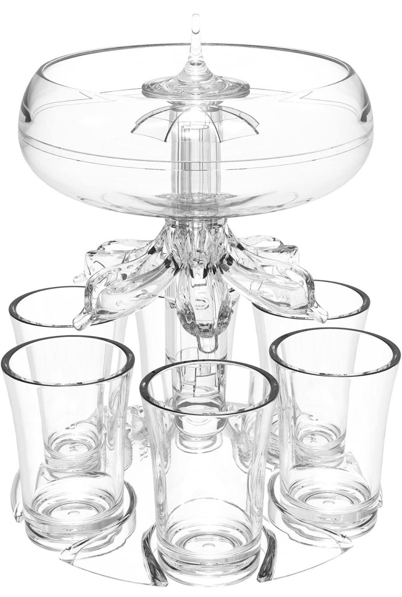 Drink Dispenser with 6 Shot Glasses and Holder Set,Shot Glass Dispenser with 2 Lighting Effects,PlexiglassTouchless Shot Pourer for Beverage, Liquor, and Cocktai, Home Bar Accessories
