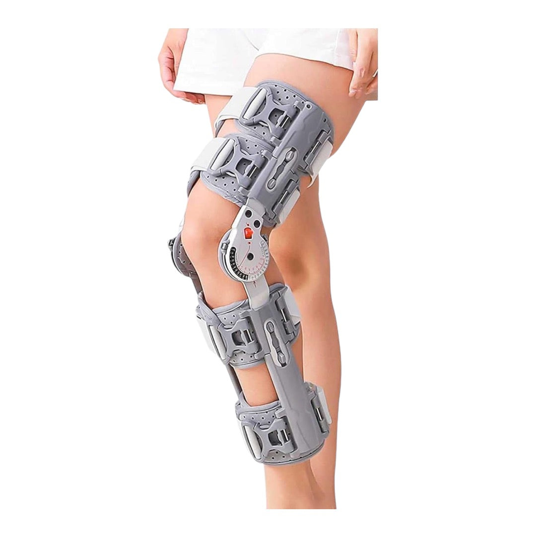 Hinged Knee Support Brace Hinged ROM Knee Brace,Post Op Knee Brace for Recovery Stabilization,ACL,MCL and PCL Injury,Adjustable Orthopedic Support Stabilizer After Surgery,Women and Men- Available Now For PreOrder Sales!