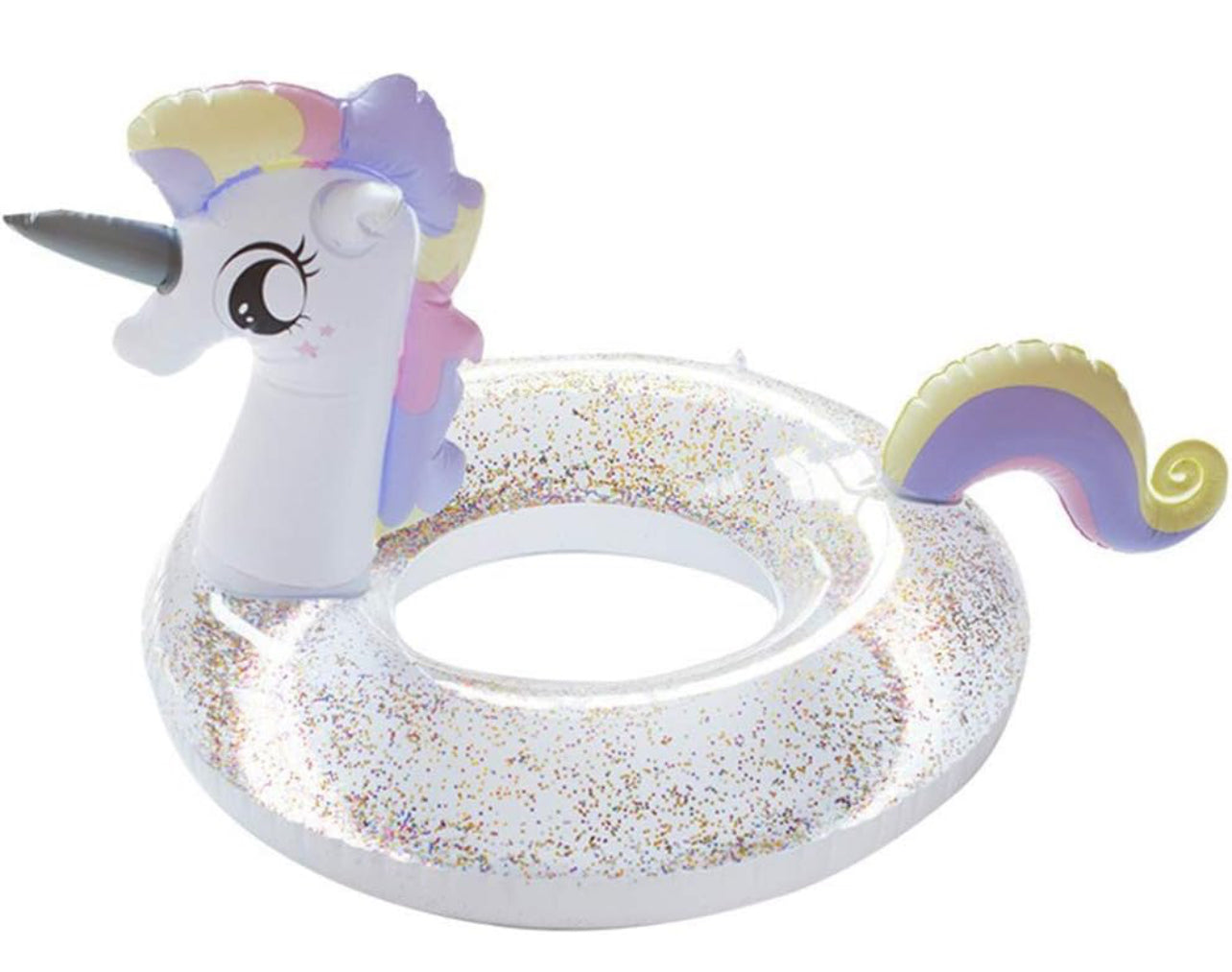 Inflatable Pool Floats, Unicorn Swimming Aids, Inflatable Swimming Ring, Glitter White Swimming Ring, Unicorn Pool Inflatable Pool Swimming, PVC Inflatable Floating Bed With Sequins