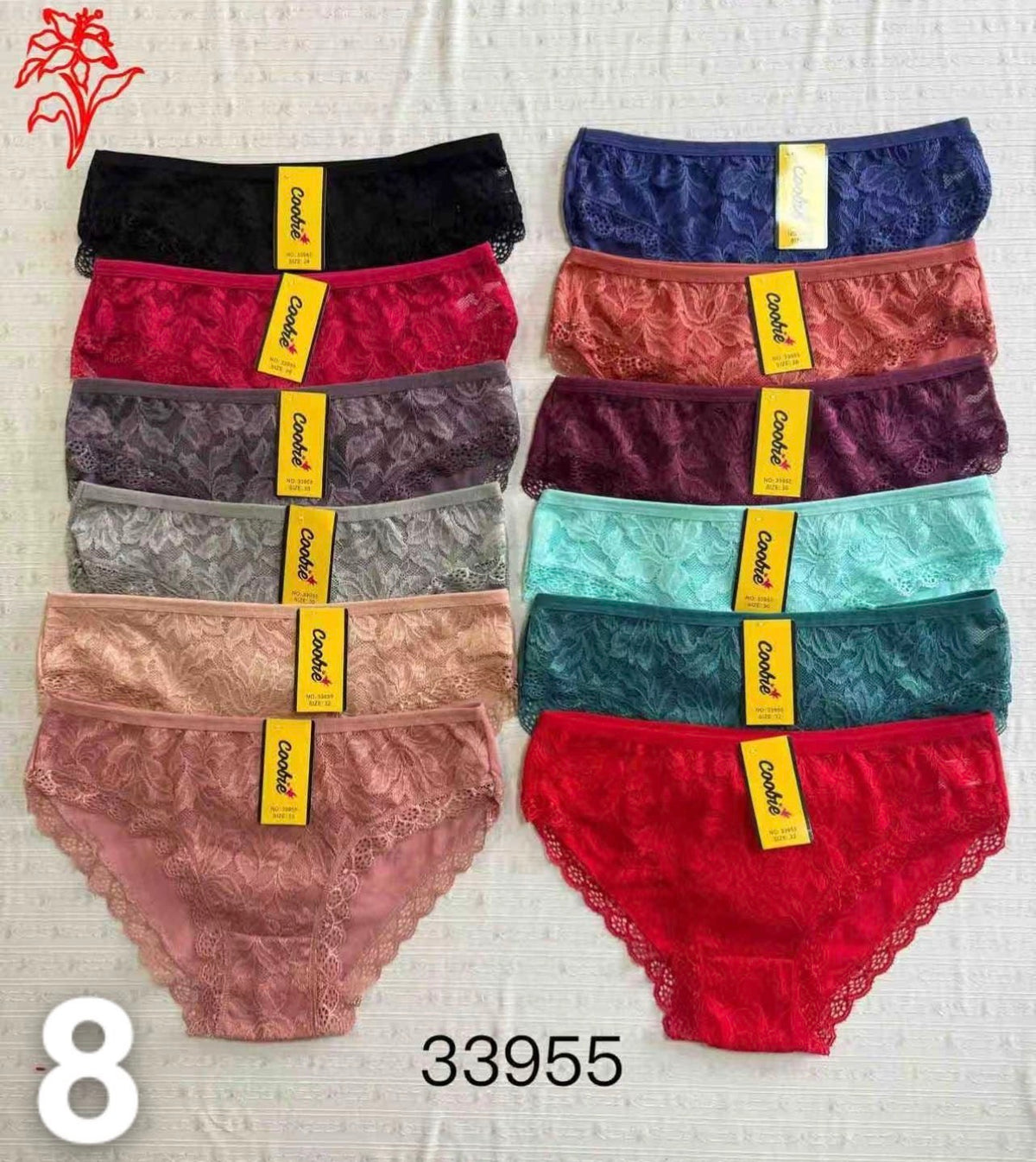 Ladies Lowcut Lace Underwear 12pc Pack