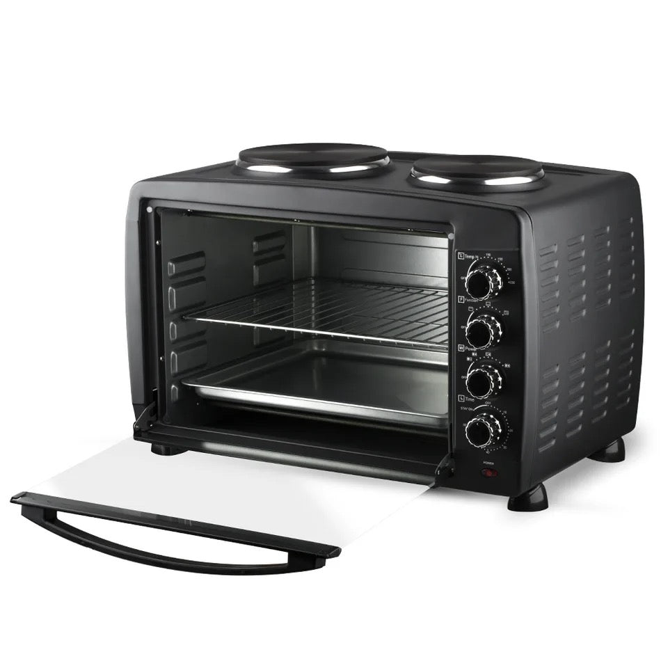 RAF 55L 2 in 1 Electric Oven with 2 Hotplates 1800w