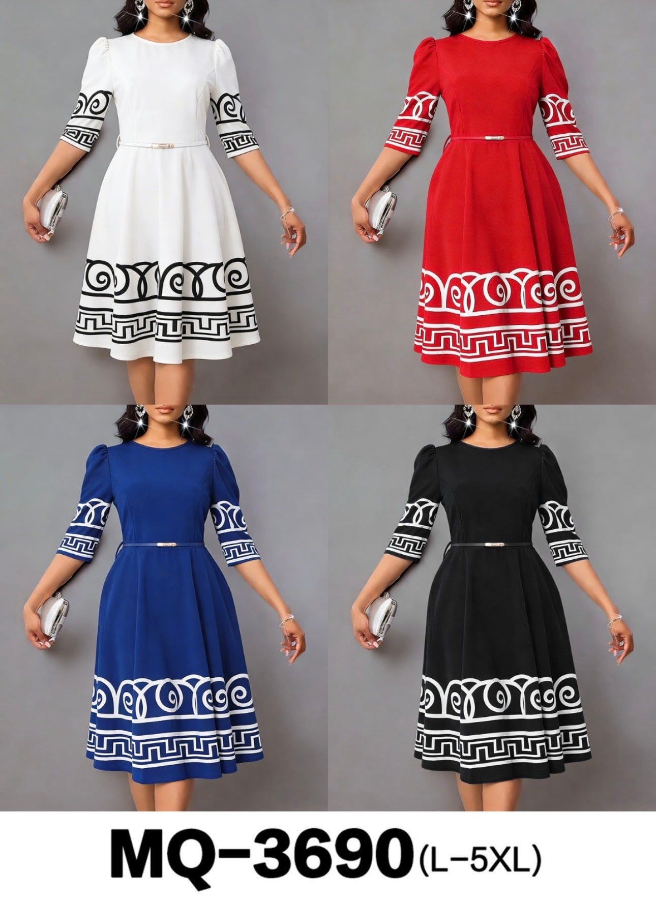 Ladies Elegant Fit-and-Flare MIDI Dress-Various Colours