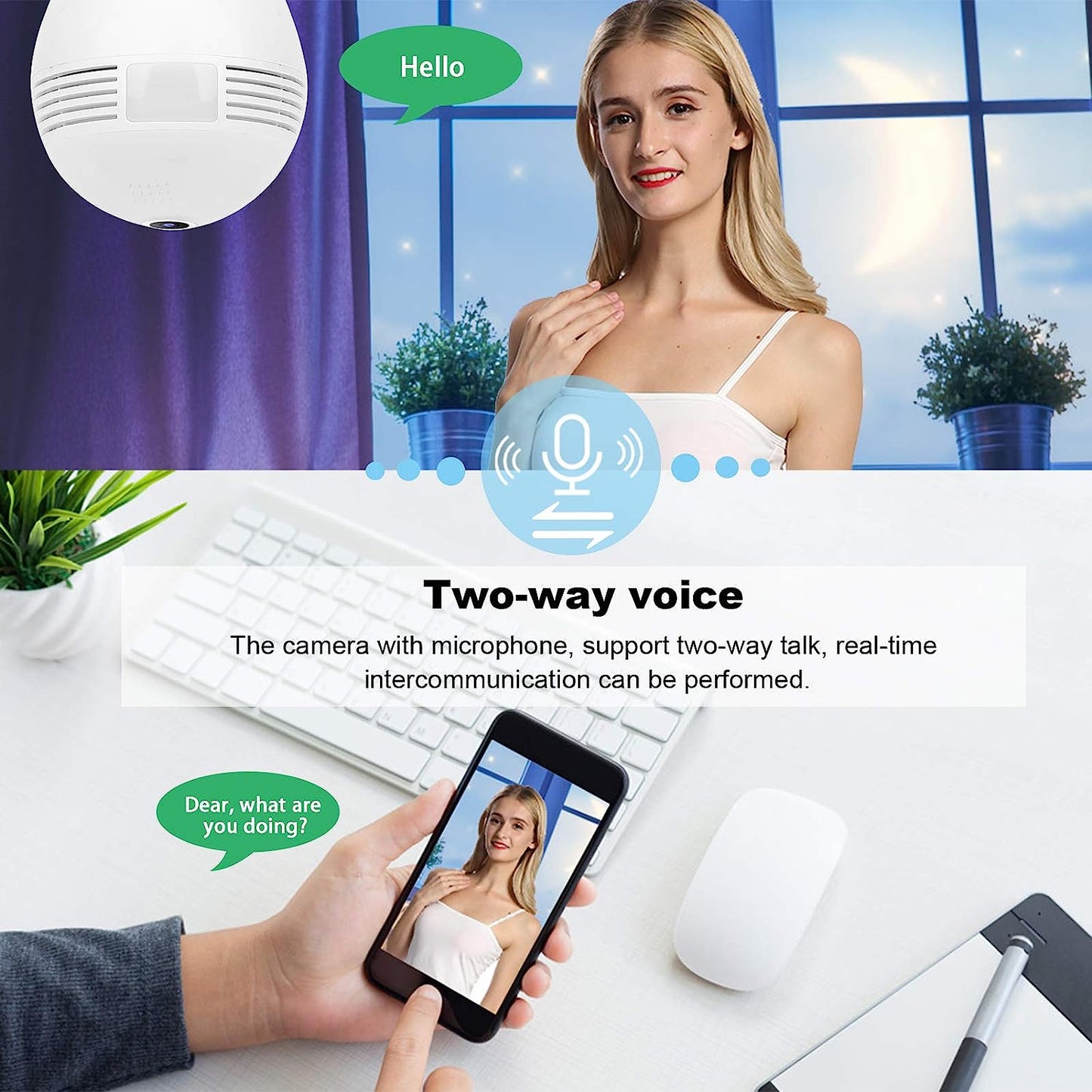 V380 VR E27 Bulb Wifi Camera With V380Pro App