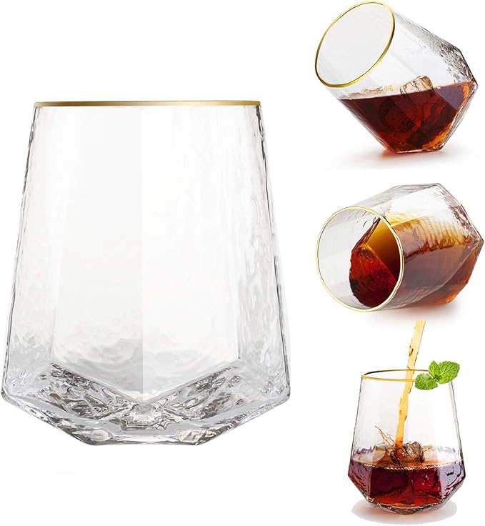 4PCs Diamond Whiskey Glasses