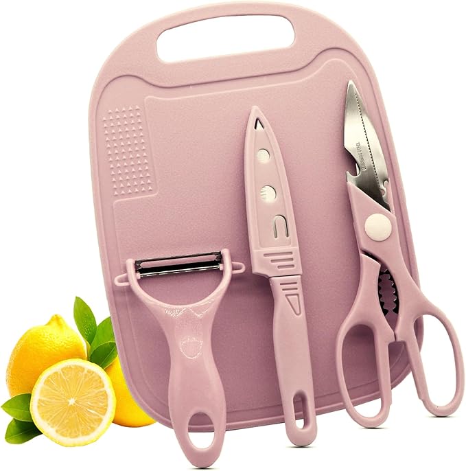 Magicorange Travel Cutting Board Set With Knife, Peeler, Scissors