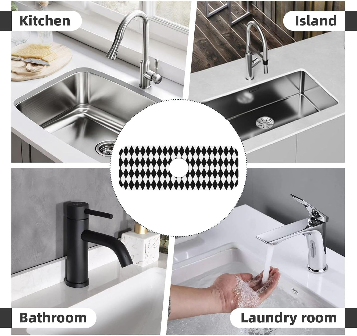 4PC Absorbent Sink Drying Mat Set