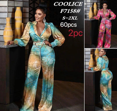 Ladies Satin 2pc Jumpsuit-Various Colours