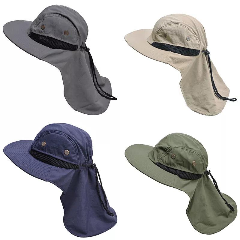 Fishing Hat Sun Protection Outdoor Hat with Neck Flap Anti-UV Hat - Various Colours
