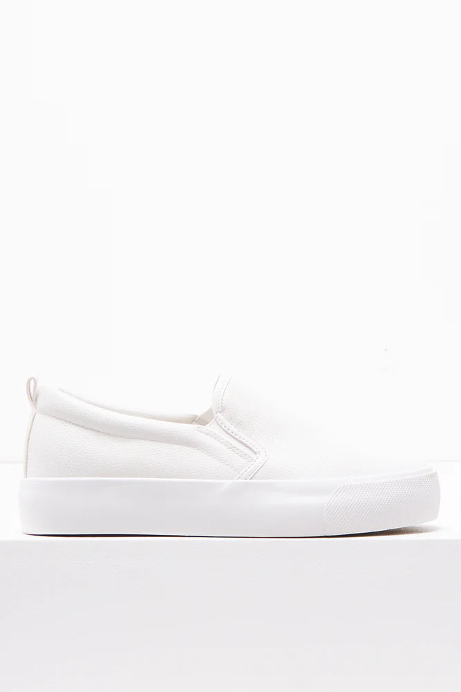 Ladies Faux Leather Slip-On Sneakers-Various Colours