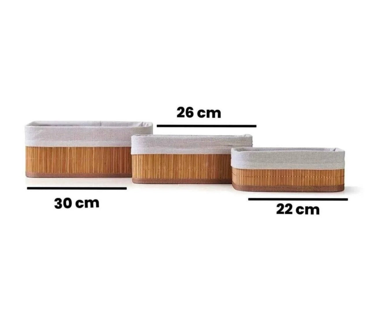 MHome 3-Piece Bamboo Basket - Bathroom and Kitchen Organizer, Wicker Organizer Set