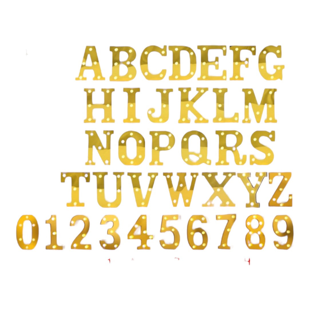 LED Letter & Number Lights Gold Various Options