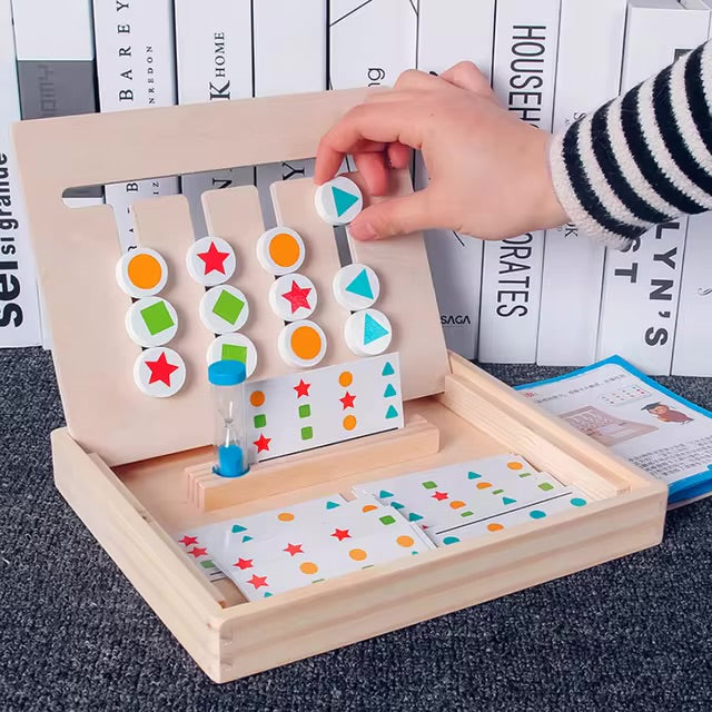 Kids Play Brainy Four-Color & Shape Wooden Jig-Saw Puzzle Advanced Position Game