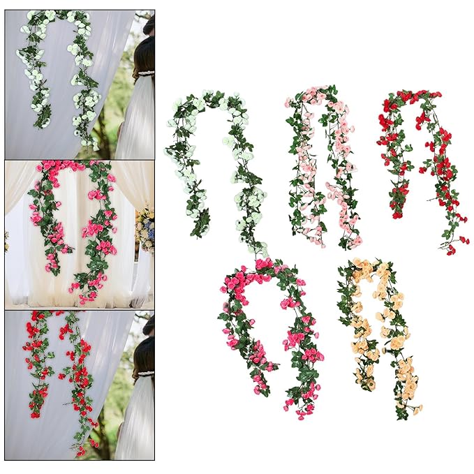 Artificial Rose Garland for Holiday Door Backdrop