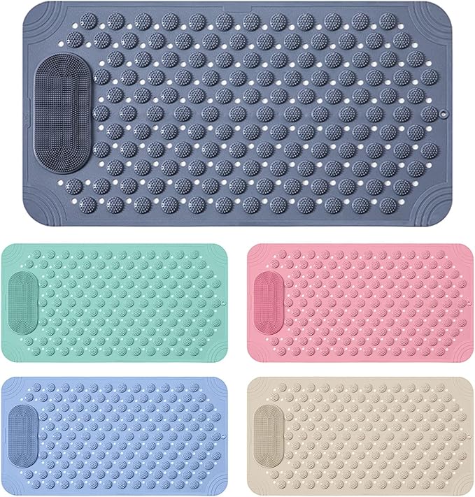 Foot Scrubber Shower Mat with Pumice Feet Scrub Stone