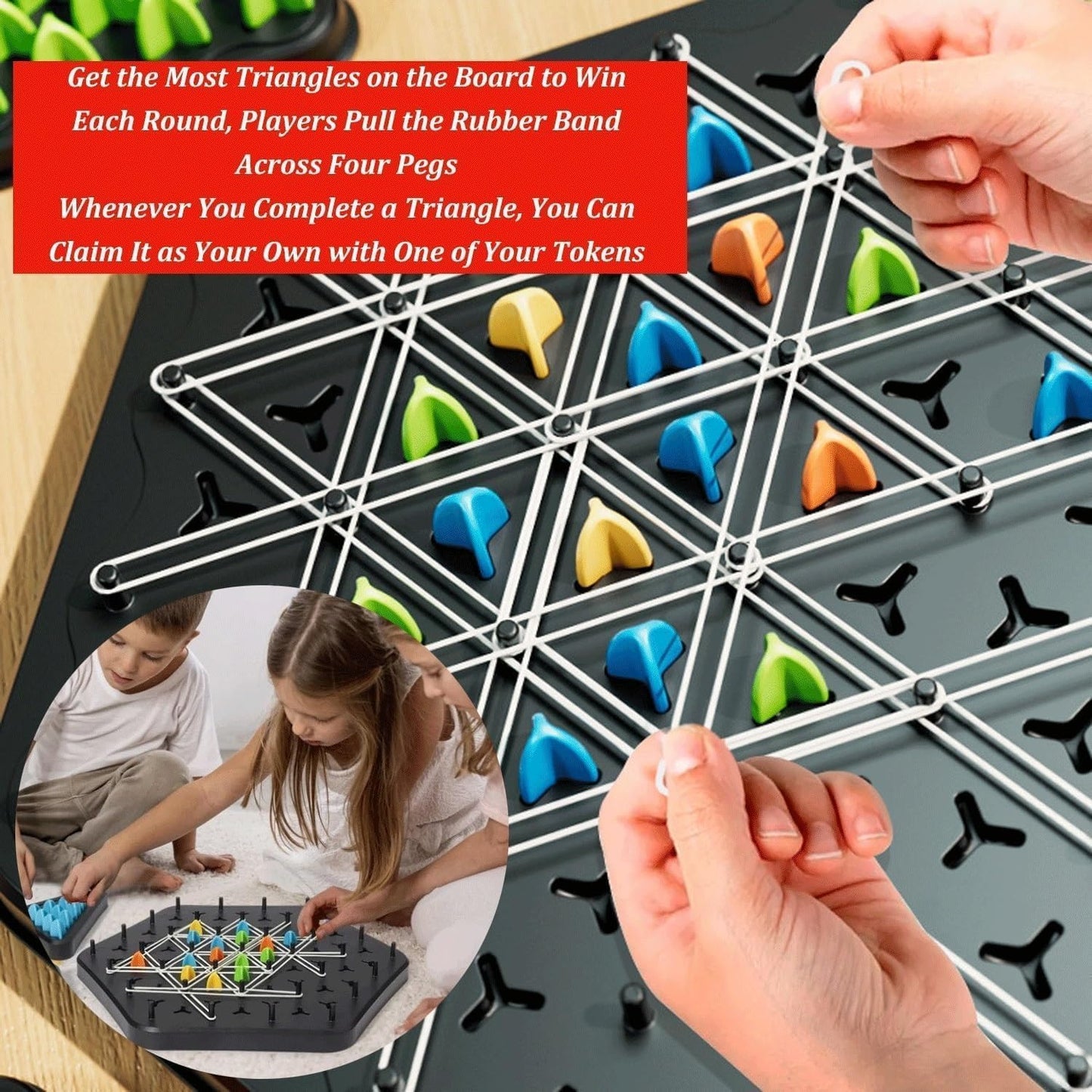 Triggle Board Game with Rubber Band