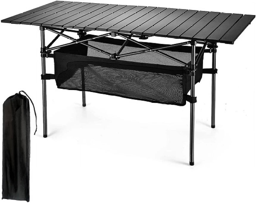 MHome Folding Camping Table β Adjustable Aluminium Outdoor Table with Storage