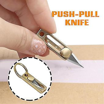 Mini Keychain Knife Sharp Brass Knife Retractable Small Pocket Cutting Tool
