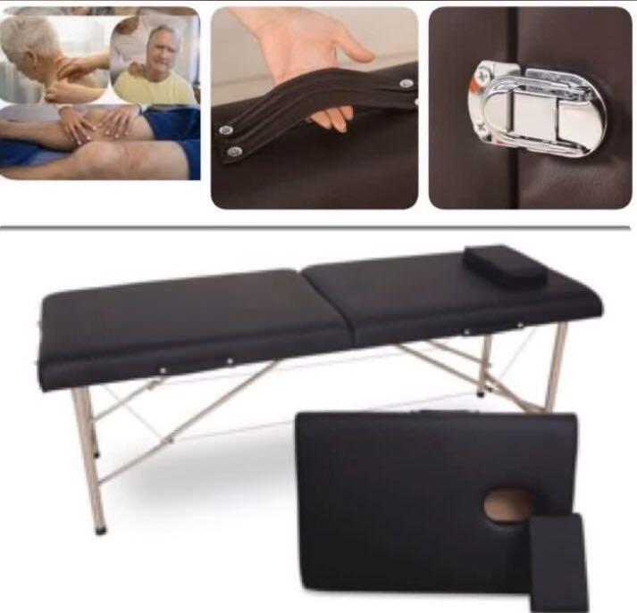 Massage Table Portable Massage Bed, 2 Folding Lightweight Salon Spa Tattoo Bed Height Adjustable with Carrying Bag & Stainless Steel Leg