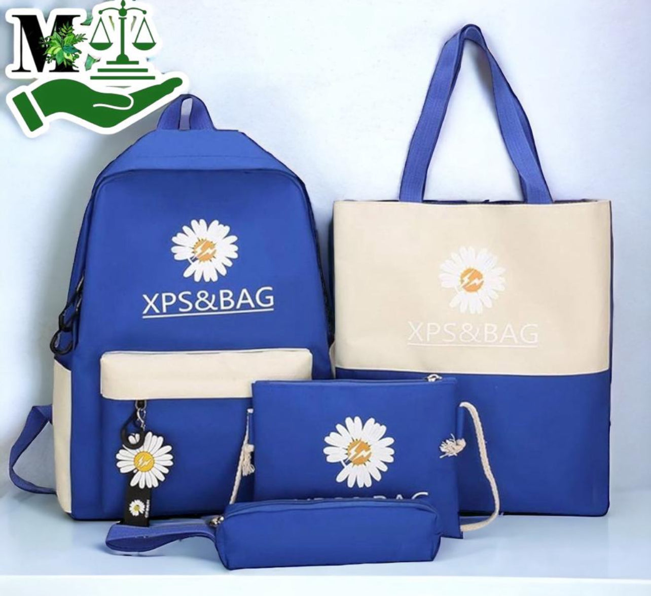 Schoolbag new small daisy print four-piece backpack middle school student backpack