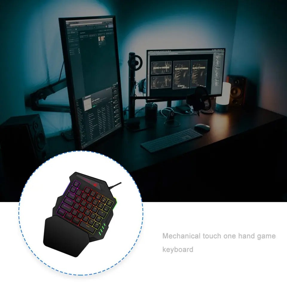 K9 USB One-Handed Keyboard RGB Light Effect Game Keyboard LOL Hand Game Keyboard Waterproof Universal