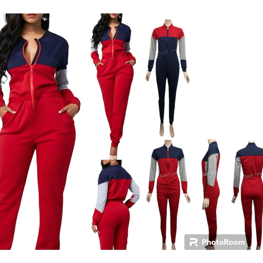 Front Zip Sweater Jumpsuit