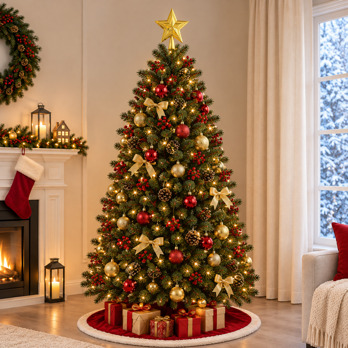 Gold 3D Star Christmas Tree Topper, 20cm