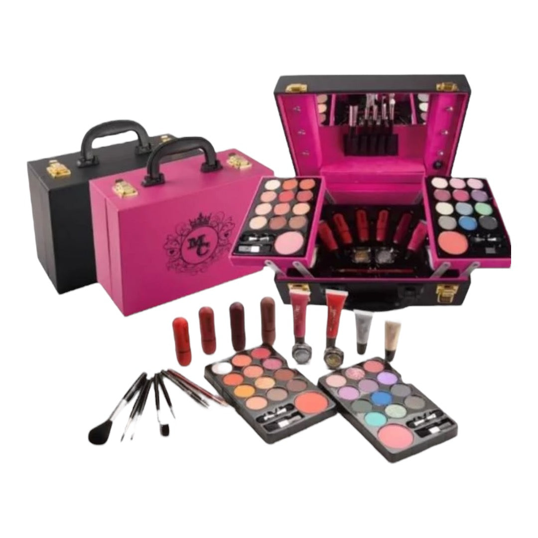 Miss Young High Quality Pink or Black Makeup Set with Reusable PU Box for Eyeshadow Blush Highlighter
