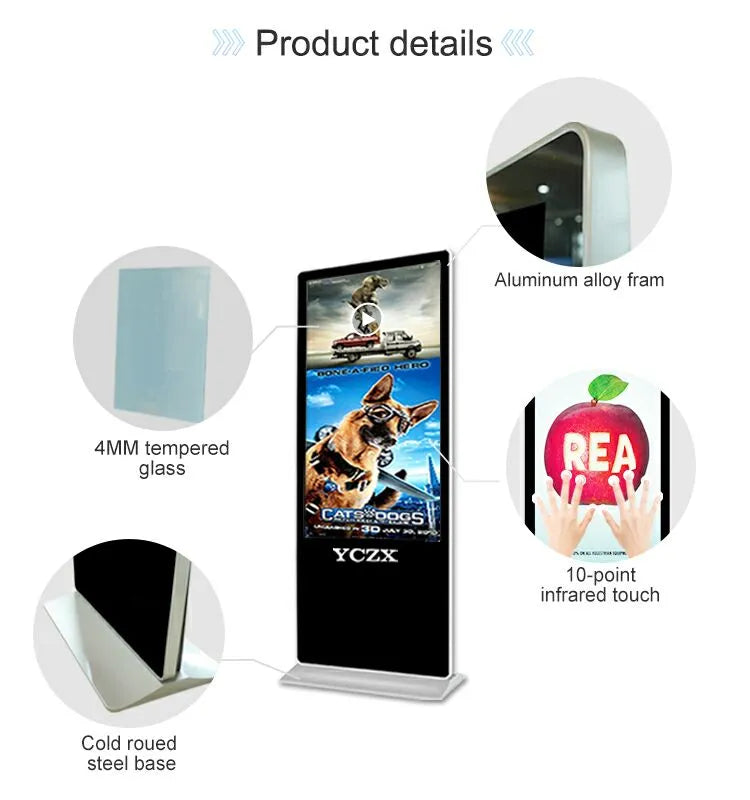 55 Inch LCD Digital Signage Media Player Indoor Floor Standing Display