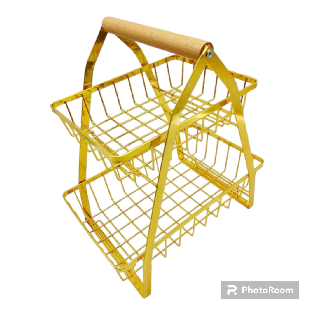 Fruit Basket, Save Organizer Vegetable Holder Fruit Stand Gold