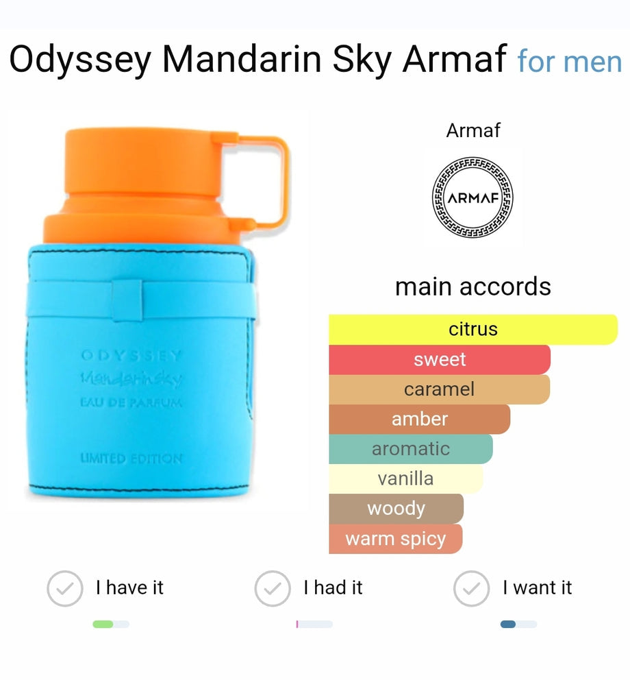 GENERIC Armaf Odyssey Mandarin Sky Eau De Parfum For Men 100ml