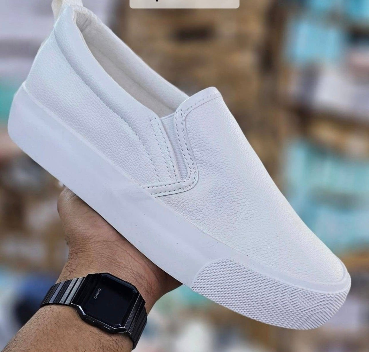 Ladies Faux Leather Slip-On Sneakers-Various Colours