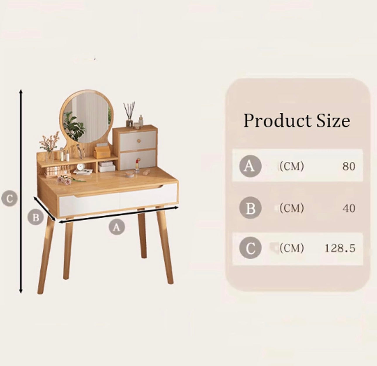 MFURN
Makeup Vanity Desk with Round Mirror Dressing Table for Bedroom with Lots Storage -Various Options