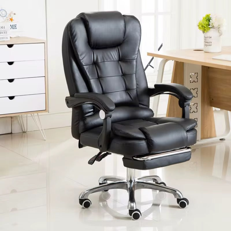 MFurn High Back Executive Office Chair with Footrest - Ergonomic PU Leather