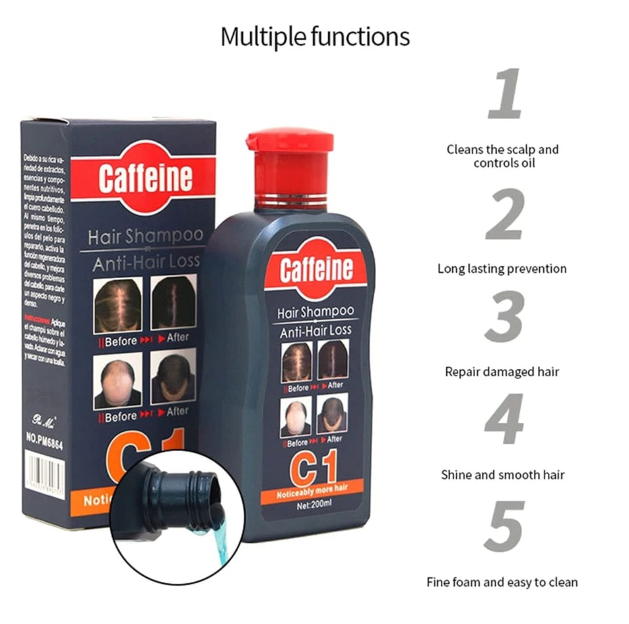 Caffeine Hair Shampoo Black Anti Hair Loss-200ml